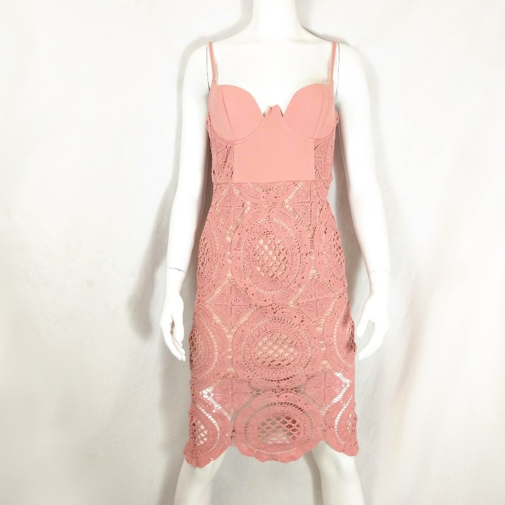 NWT Lac Bleu Lacy Pink Dress Partially Lined
